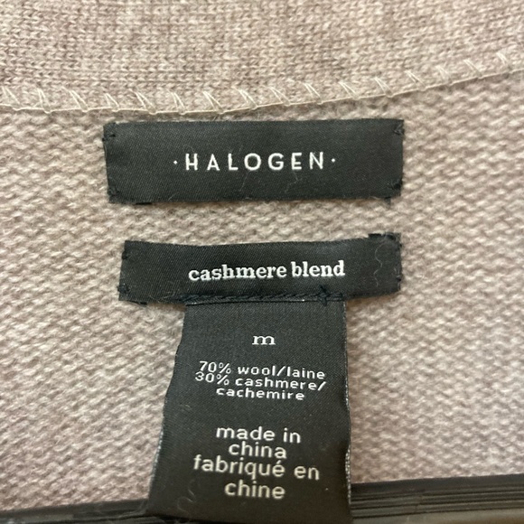 HALOGEN Beige Cashmere Blend Open Front Duster Cardigan (M) - Picture 2 of 5